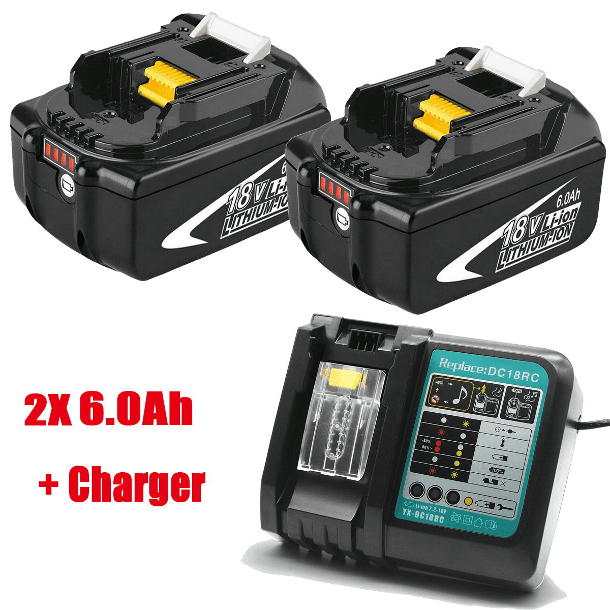 NEW 18V 6.0Ah LITHIUM ION BATTERY LXT or DC18RC Charger For MAKITA BL1860 BL1830 