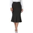 thumbnail image 1 of Falda de trabajo sólida INSPIRE CHIC para mujeres, por debajo de la rodilla, con cola de pez y cinturón, color negro, 1 of 6