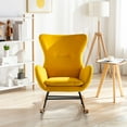 thumbnail image 2 of Nursery Upholstered Rocking Chair, Velvet Fabric Glider Rocker Chair with High Backrest and Armrest, Modern Single Sofa Accent Side Chair for Home Living Room Bedroom Nursery Office, Yellow Yellow; Velvet, 2 of 7
