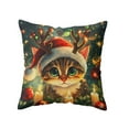 thumbnail image 2 of Horivan Festive Christmas Tree Cat Pillow Cover Linen Watercolor Holiday Decor for Sofa Bed Living Room Seasonal Home Accent Throw Pillow Case Cute Cat Themed, 2 of 6
