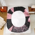 thumbnail image 5 of Homewish Glitter Romantic Bowknot Twin Sheet Sets, Black Pink Fashion Twin Fitted Sheet, Couple Valentine's Day Flat Sheet, Luxury Bedroom Decor, 3 Pieces, 5 of 7