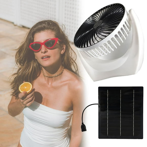 Ventilador de panel solar, ventilador solar portátil con USB, ventilador de camping con energía solar, ventilador al aire libre para acampar, senderismo, pesca, viajes