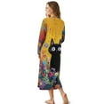 thumbnail image 2 of SEANATIVE Soft Nightgown for Women Full Length Sleepwear Long Sleeve Bedroom Sleepdress Button Pj Dress Lightweight Cozy Nightshirt Winter Fall Home Wear, S, Black Cat Daisy Flower, 2 of 7