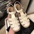 thumbnail image 3 of Sandalias casuales de cuero suave para mujer estilo verano suave punta inferior gruesa retro sandalias romanas planas para mujer, 3 of 5