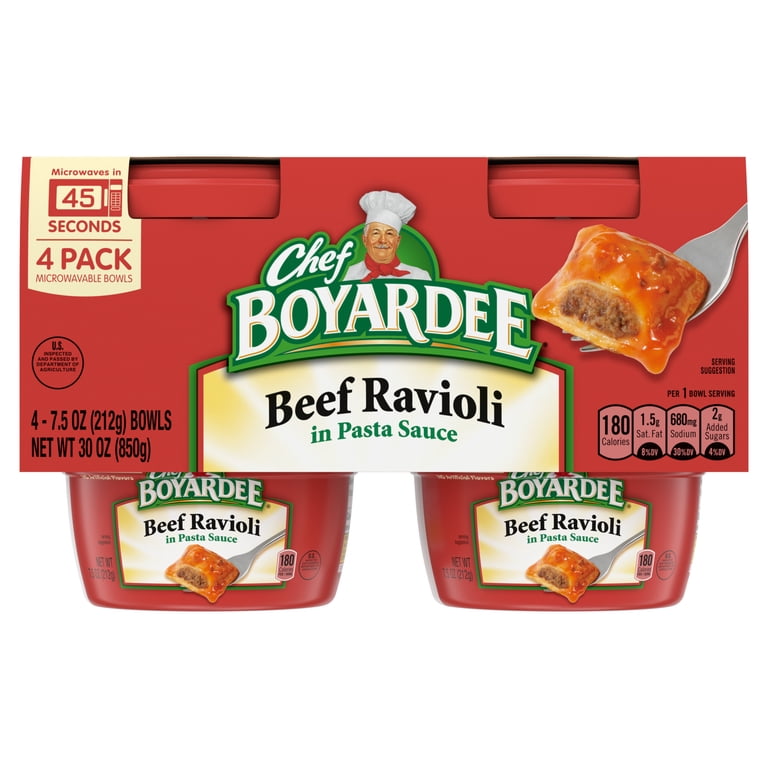 Chef Boyardee, Beef Ravioli in Pasta Sauce, 7.5 oz bowl, 4-count