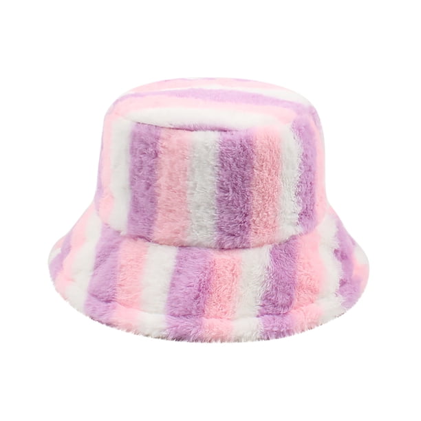 Sombrero de lavabo de felpa con estampado de rayas a la moda para mujer, sombrero de pescador de tela de lana, sombrero para el sol Fridja nalpqowj1165