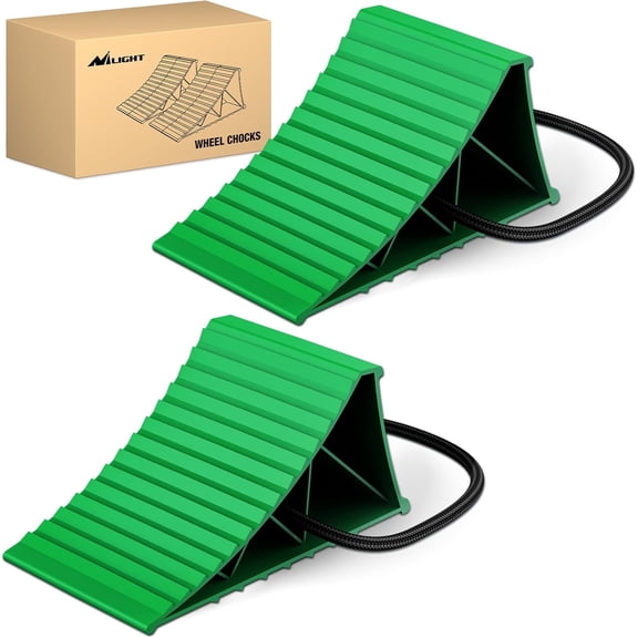 Nilight Wheel Chocks, Heavy Duty Wheel Stopper for Car, Truck, RV, Trailer, Caravan, Motorcycle, 8.7" x 4.8" x 4.2", 2-Pack(Green)