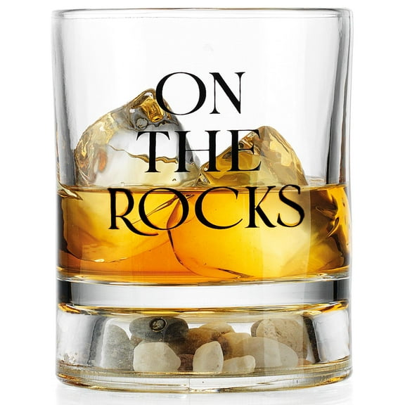 Godinger Whiskey Glasses, Novelty On the Rocks Whiskey Glass With Real Rocks, Drinking Glasses, Whiskey Gifts for Men Dad - 1 Piece