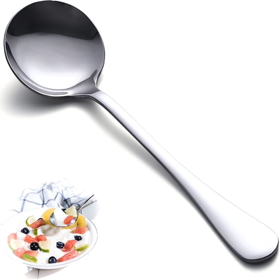 ACDANC 2026 New Soup Spoon Set 12-Piece Premium Stainless Steel Dinner Spoon Heavy Duty Durable Round Spoon Cutlery Set Soup Spoons Stainless Steel