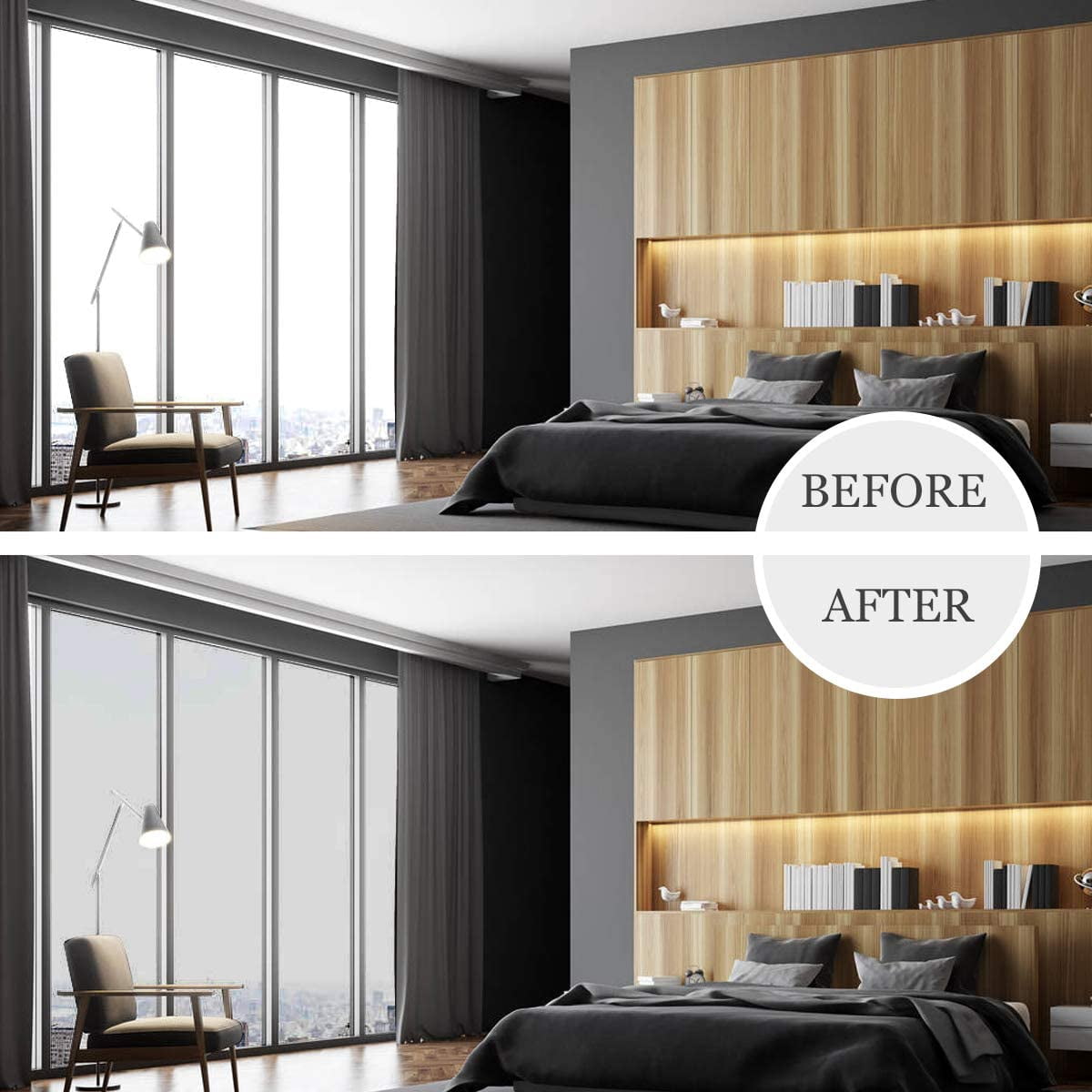 HIDBEA One Way Privacy Window Film, Vinyl, 17.5" x 78.7", Silver