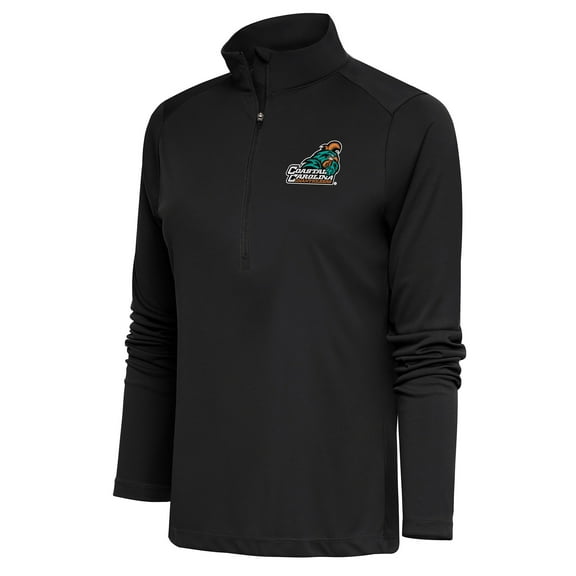 Women's Antigua Charcoal Coastal Carolina Chanticleers Tribute Half-Zip Pullover Top