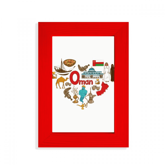Oman Amour Pays Chapeau National Drapeau Photo Affichage Art Cadre Photo Rouge
