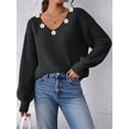 thumbnail image 4 of Osfvolr Women'S V Neck Oversized Long Lantern Sleeve Pullover Sweater Flower Embroidery Loose Fit Fall Outfits, 4 of 7