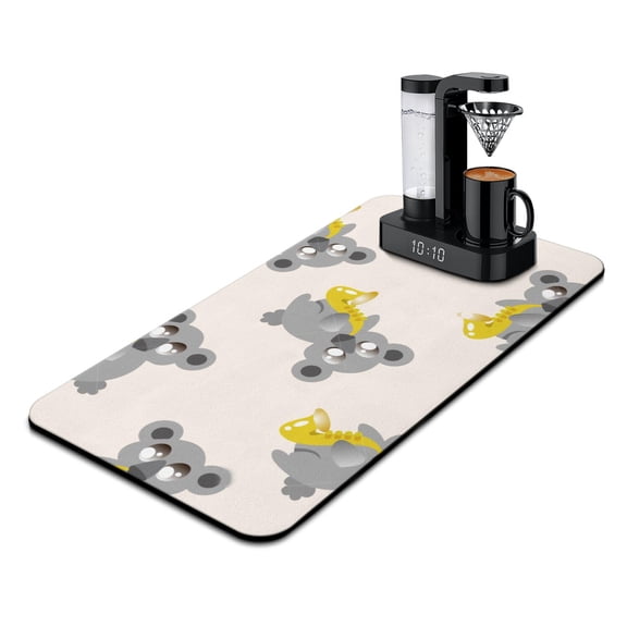 Koala Bear Coffee Maker Mat - 4-Layer Absorbent Drying Mat for Coffee Station, Non-Slip Kitchen Counter Mat with Cute Koala Design, 15.7 x 23.6 Inch