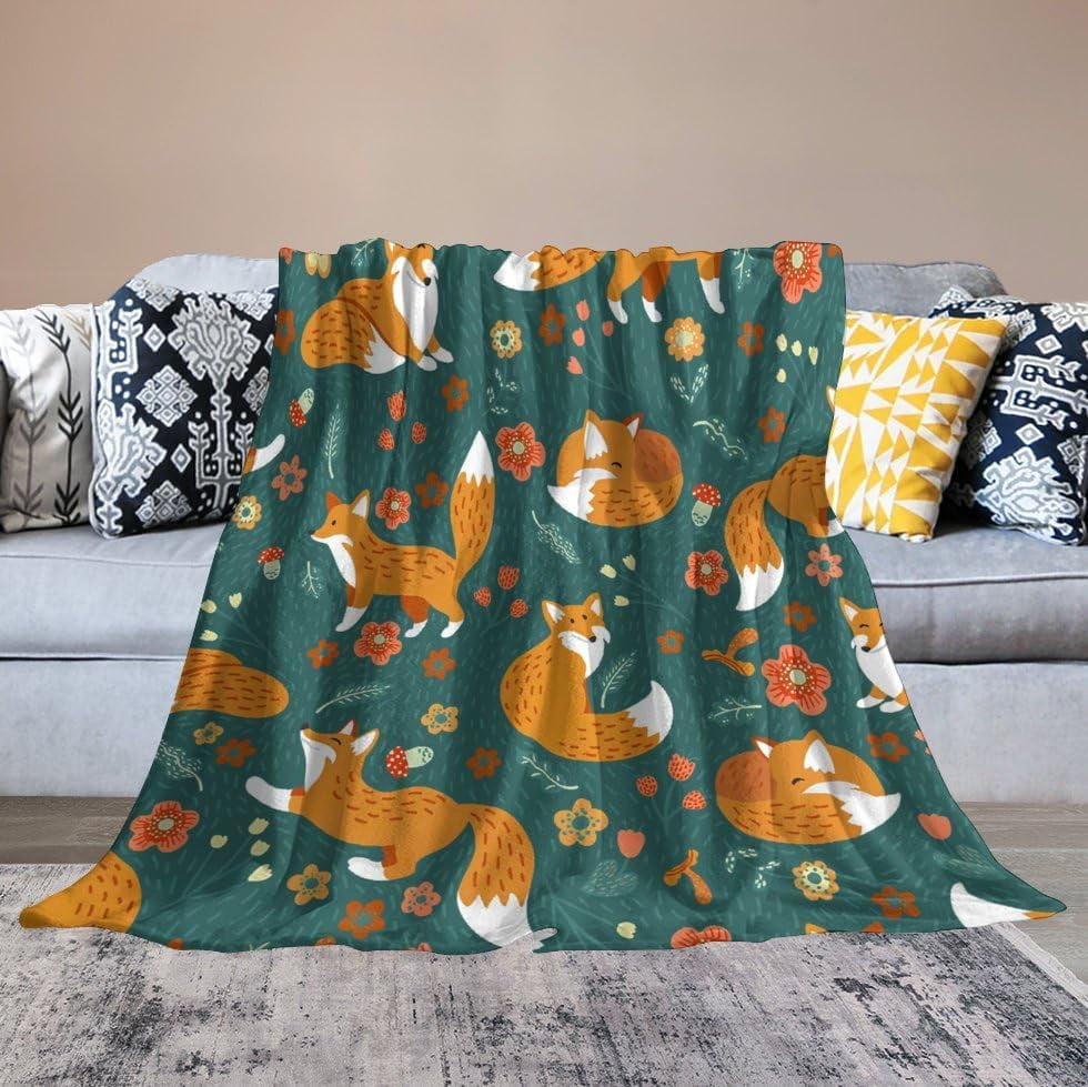 Fox Blanket Fox Gifts for Girls Women Foxes Throw Blanket for Kids Adults Soft Warm Cozy Fleece Blanket for Couch Sofa \u200bBed 50"x60"