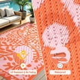 thumbnail image 3 of Wonnitar Large Outdoor Rugs Waterproof 9'x12' Reversible Plastic Straw Rug, Tropical Botanical Outside Carpet for RV Patio Deck Porch Balcony Picnic Camping Beach, Orange-Aquatic, 3 of 7