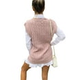 thumbnail image 3 of Gomelly Ladies Waistcoat V Neck Sweater Vest Loose Sweaters Women Plain Fall Pullover Sleeveless Jumper Top Pink S, 3 of 4
