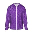 thumbnail image 1 of Fotbe Glitter Purple Chaqueta con Protección Solar UPF 50+ para Hombre y Mujer, Camisa con Capucha y Bolsillos-Large, 1 of 7