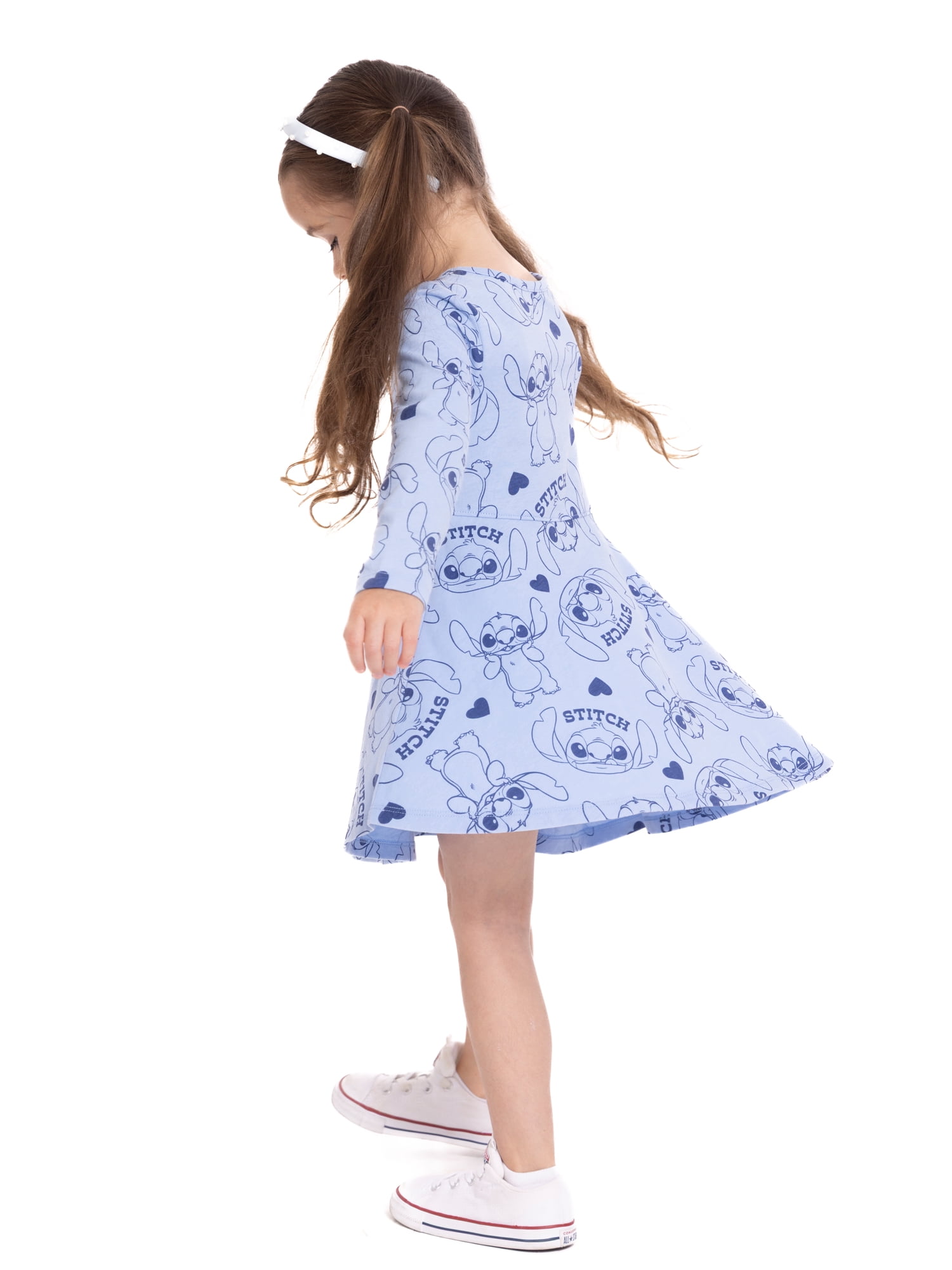 Lilo and Stitch Toddler Girls' Print Dress with Long Sleeves, Sizes 12M-5T