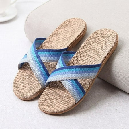 

2022 New Men s Summer Slippers Flats Breathable Linen Casual Sandals Home Bathroom Non-slip Flip Flops Indoor Flax Shoes Pantufa