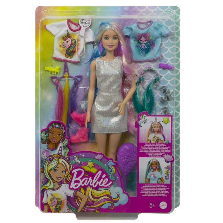 Barbie Fantasy Hair Doll with Themed Style Colorful Blonde Hair Clothes Accessories Walmart