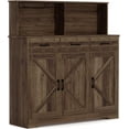 thumbnail image 4 of Large Buffet Storage Cabinet, Farmhouse Kitchen Sideboard Buffet with 3 Drawers and 3 Doors, Wood Wine Bar Coffee Bar Cabinet with Microwave Stand for Kitchen, Living Room, 4 of 8