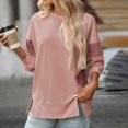 thumbnail image 2 of Duoif Womens Sweatshirt Women's Oversized Crew Neck Sweatshirt - Loose Top with Side Slit Sweatshirt for Women Pink XL, 2 of 4