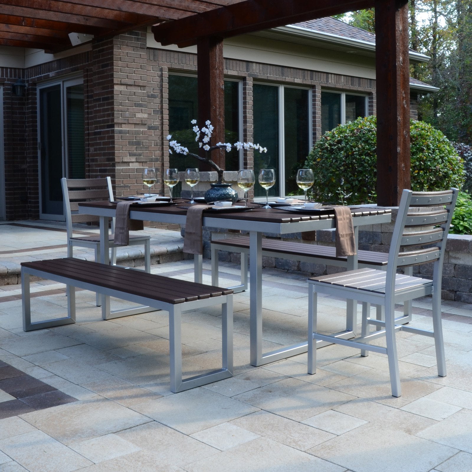 Elan Furniture Kinzie Outdoor 72 X 36 In Patio Dining Set Elan Furniture Kinzie Outdoor 72 X 36 In Patio Dining Set Seats Up To 6 Com