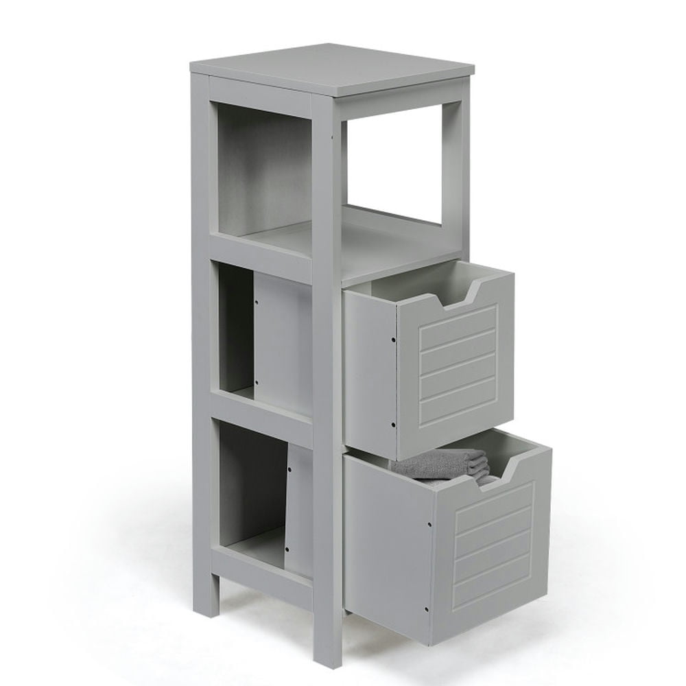 Finihen Storage Cabinet, Floor Cabinet, Bathroom Wooden Floor Cabinet Multifunction Storage Rack Stand Organizer, for Bathroom, Living Room, Bedroom, Kitchen, Gray