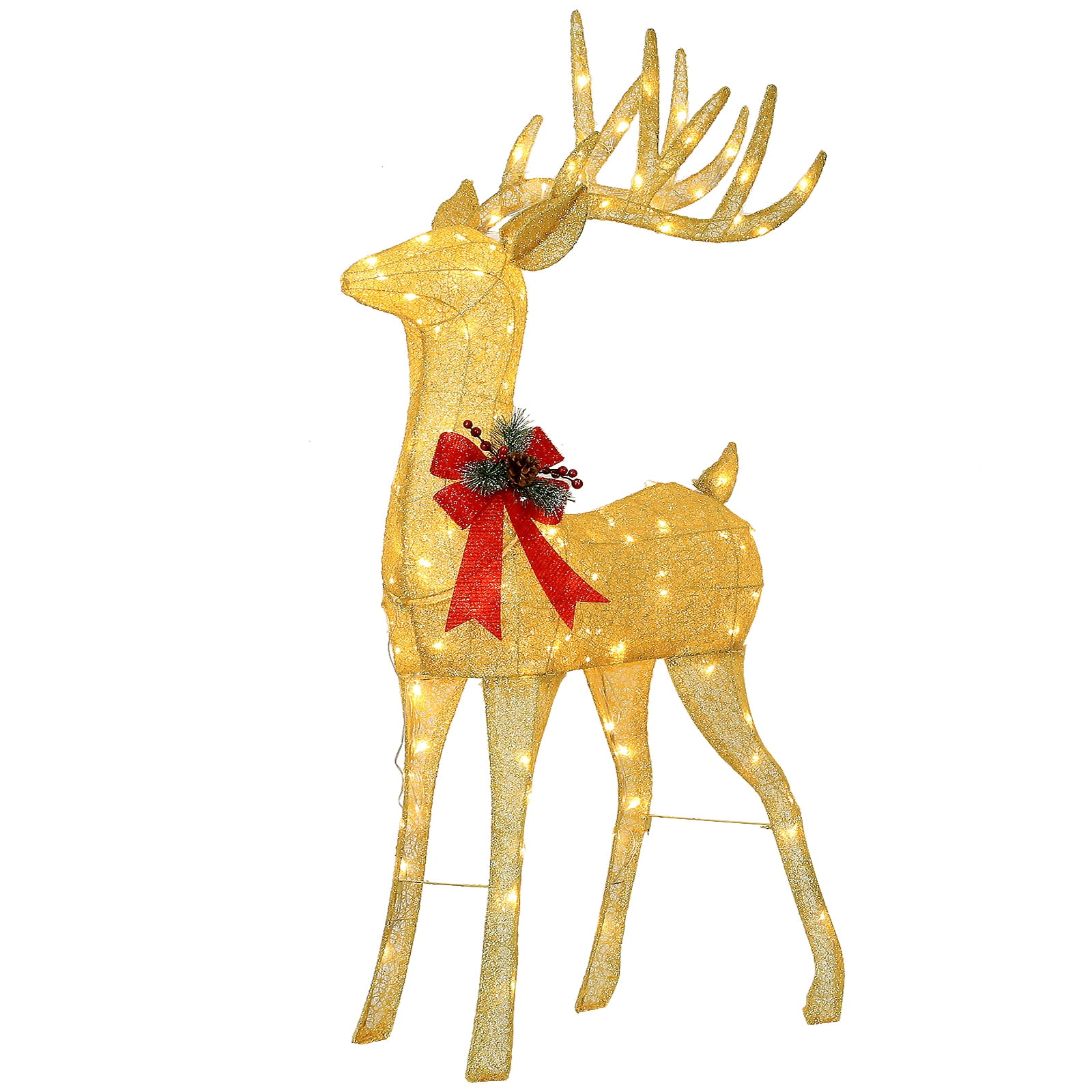 Hykolity 5.5FT Lighted Christmas Reindeer Buck with 120 Warm White LED