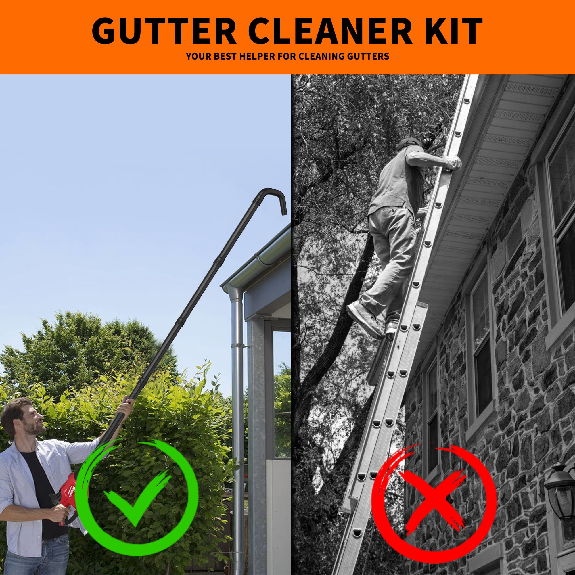 Boxlegend Universal Gutter Cleaning Kit Tools for Leaf Blowers, 11 ft
