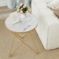 thumbnail image 5 of HLR Modern Round Side Table, End Tables Set of 2 with Marble Texture for Living Room, White, 5 of 9