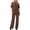 Brown women's 2 piece shorts set a1, variant on Women's 2 Piece Lounge Set Casual Summer Cruise Outfits Loose Short Sleeve Crew Neck Tops Comfy Pants Matching Lounge Sets Tracksuits Loungewear Travel Airport Outfit Clothes, Brown 2XL