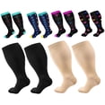 thumbnail image 3 of Janrevotw - 1 par de calcetines de compresión extragrandes de pantorrilla ancha (20-30 mmHg) para hombre y mujer, con soporte circulatorio y talla grande, 3 of 8
