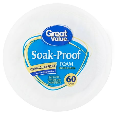 - (3 pack) Great Value Soak Proof Foam Snack/Dessert Plates, 7
