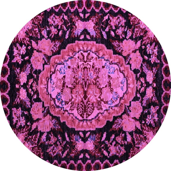 Ahgly Company Indoor Round Medallion Purple French Area Rugs, 5' Round