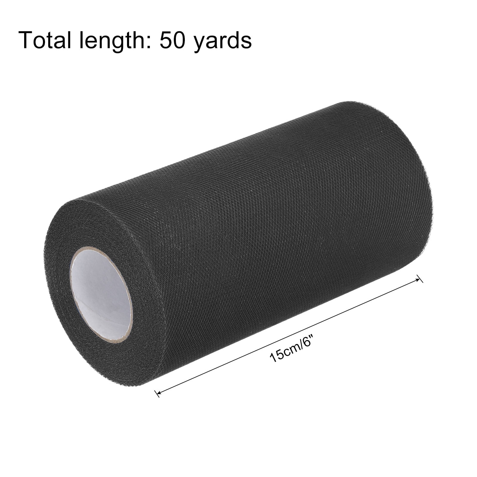 6 inch 50 Yards Tulle Ribbon Rolls Pastel Netting Fabric for Gift Wrapping Christmas Wedding, Black