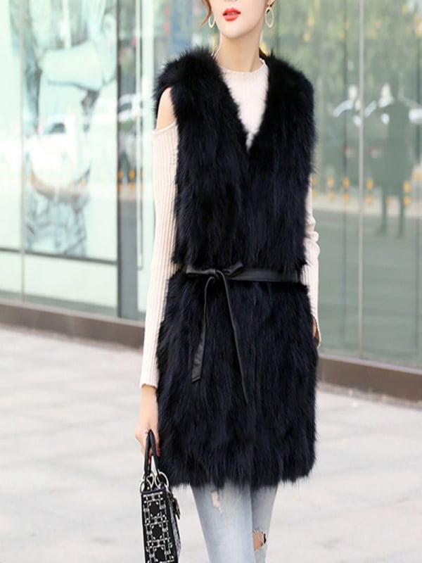 ZongSen Womens Faux Fur Vest Coat Waistcoat Jacket Sleeveless Gilets 