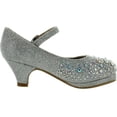 thumbnail image 2 of Dana 58K Little Girls Rhinestone Heel Platform Dress, 2 of 4