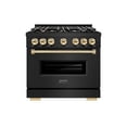 thumbnail image 2 of ZLINE Autograph Edition 36 in. 5.2 cu. ft. Classic Dual Fuel Range with 6 Burner Gas Cooktop and Electric Convection Oven in Black Stainless Steel with Polished Gold Accents (CDRBZ-36-G), 2 of 2