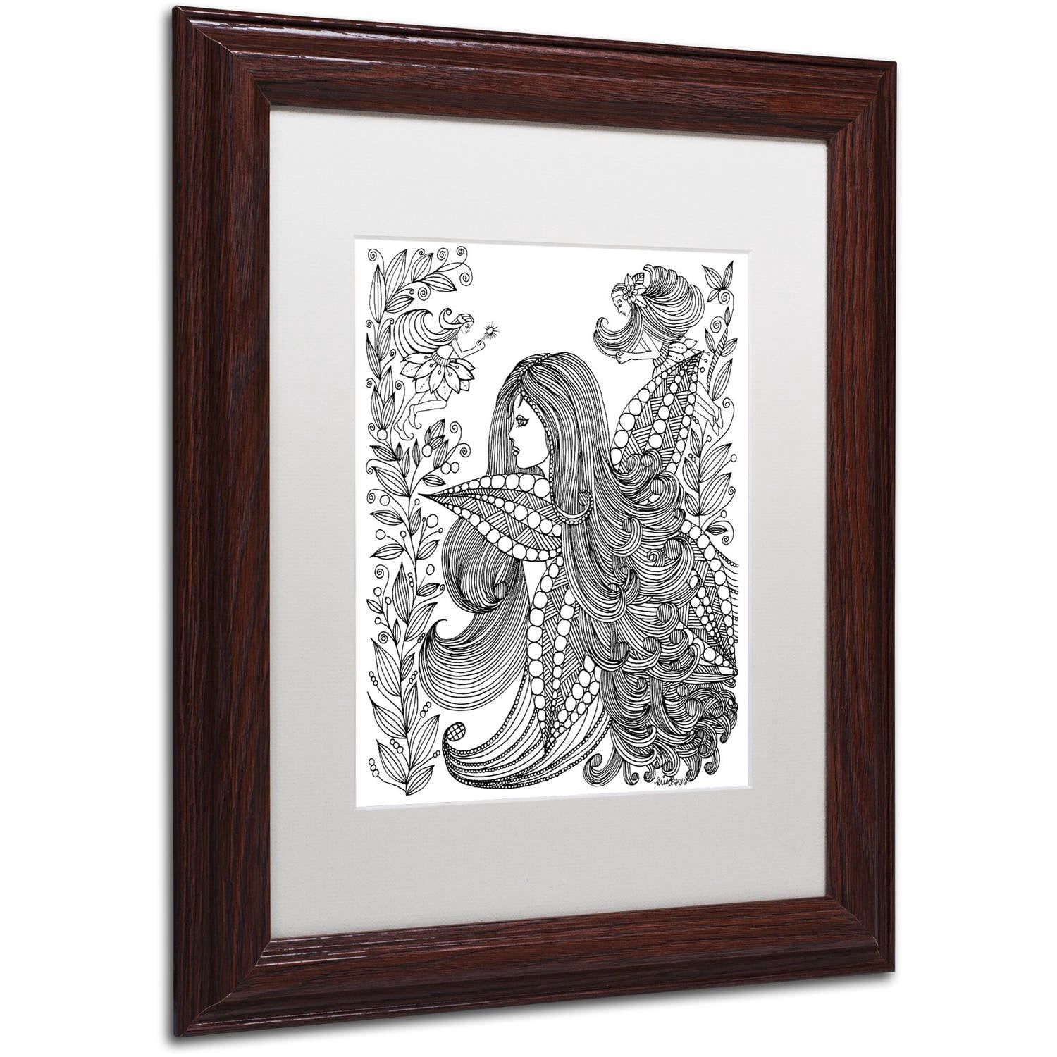 Trademark Fine Art "Fairy 11" Canvas Art by KCDoodleArt White Matte, Wood Frame