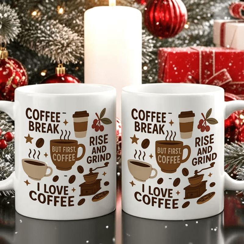 11 oz Coffee Beans and Espresso Ceramic Coffee Mug