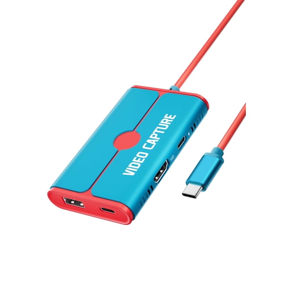 Lemorele 2 in 1 Video Capture Card hub,Game Capture Dock with 1080P HDMI Loop‑out,USB 3.0 5Gbps,USB C Power,for Nintendo Switch/Steam Deck/ROG,OBS Compatible