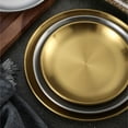 thumbnail image 2 of Stainless Steel Round Serving Trays Sturdy Dishwasher Safe Rustproof Camping Supplies BBQ Serving Platters, 2 of 8