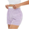 thumbnail image 2 of BiZtdJrK Womens Striped Boxer Shorts Comfy Breathable Pajama Shorts Elastic Waisted Baggy Casual Summer Shorts with Pockets Purple S, 2 of 8