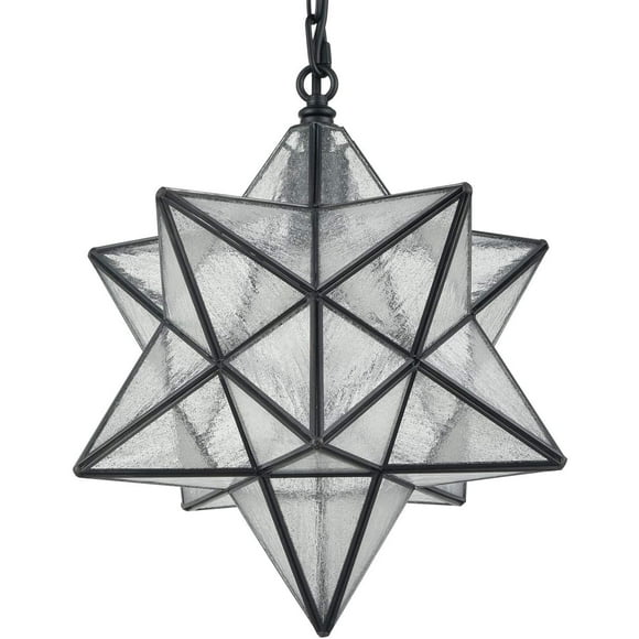 Milano Moravian Star 14'' Pendant Light Seeded Glass Star Lights with Hanging Chain