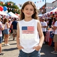 thumbnail image 2 of American Flag Tank Tops Girls Patriotic Shirt USA Flag Stars Stripes Print Sleeveless T-Shirt 4th of July Tee Tops, 2 of 6