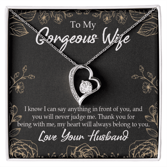To My Wife Thank You For Being With Me Forever Necklace w Message Card