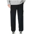 thumbnail image 1 of FcBaudy Full Length Pants Man Draw Rope Big Pocket Solid Color Motion Show High Casual Pants Easy Foot Binding Sweatpants Trousers Men Polyester Pants, 1 of 4