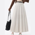 thumbnail image 4 of Elegant High Waist Long Skirt for Women Pleated Dress Color Breathable and Comfortable Polyester Fabric, 4 of 9